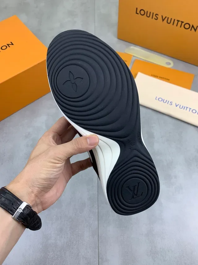 Louis Vuitton LV Trainer Blue Brown Asymmetrical Panel Construction Mixed Textile And Suede Lifestyle Sneakers 2