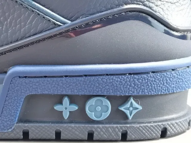 Louis Vuitton LV Trainer Blue Navy Monogrammed Denim-Leather Hybrid Sculpted Multi-Tone Midsole Lifestyle Sneakers 8