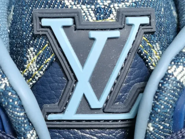 Louis Vuitton LV Trainer Blue Navy Monogrammed Denim-Leather Hybrid Sculpted Multi-Tone Midsole Lifestyle Sneakers 10