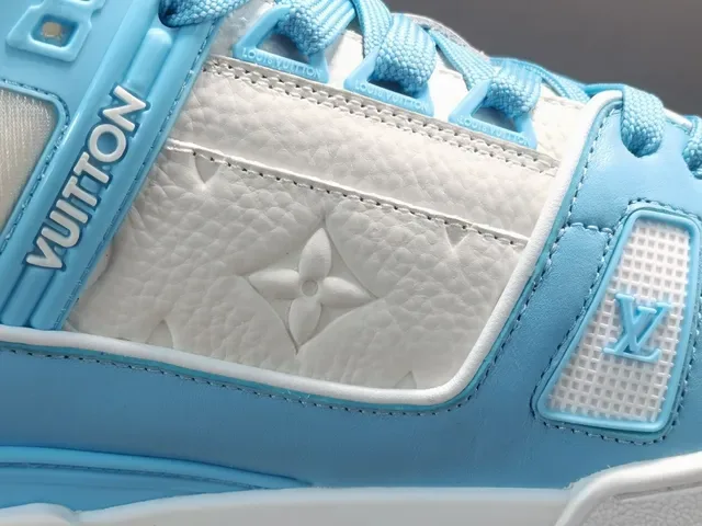 Louis Vuitton LV Trainer Blue White Layered Cage Construction Asymmetrical Strap System Lifestyle Sneakers 2