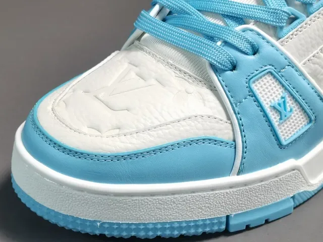 Louis Vuitton LV Trainer Blue White Layered Cage Construction Asymmetrical Strap System Lifestyle Sneakers 7