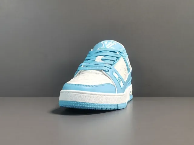 Louis Vuitton LV Trainer Blue White Layered Cage Construction Asymmetrical Strap System Lifestyle Sneakers 17
