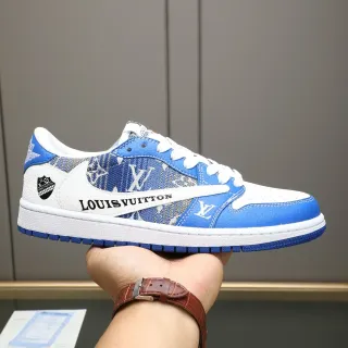 Louis Vuitton LV Trainer Blue White Low-Top Basketball Silhouette Monogram-Print Textile Overlay Lifestyle Sneakers