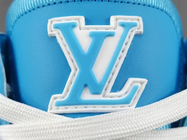 Louis Vuitton LV Trainer Blue White Monochrome Cyan Embossed Monogram Lifestyle Sneakers 4