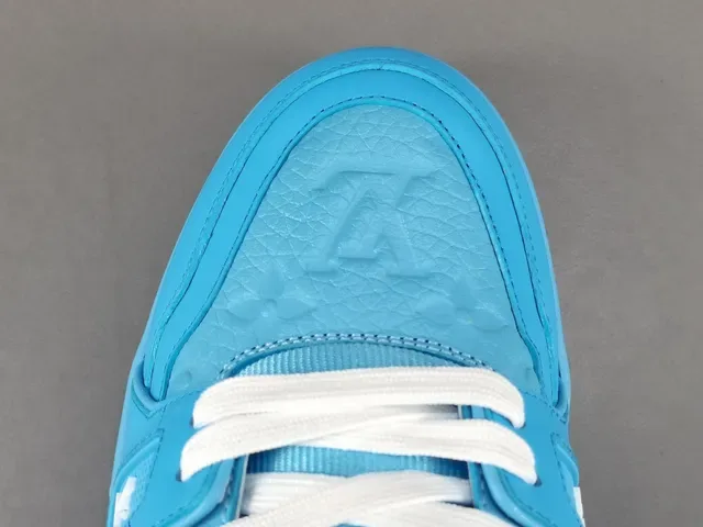 Louis Vuitton LV Trainer Blue White Monochrome Cyan Embossed Monogram Lifestyle Sneakers 10