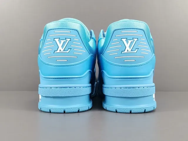 Louis Vuitton LV Trainer Blue White Monochrome Cyan Embossed Monogram Lifestyle Sneakers 17