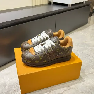 Louis Vuitton LV Trainer Zapatillas Lifestyle Marrón Naranja Monograma Lienzo Logo Embossado