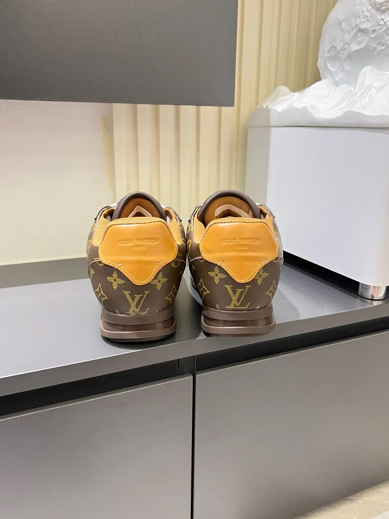 Louis Vuitton LV Trainer Brown Orange Monogram Canvas Embossed Logo Lifestyle Sneakers 9