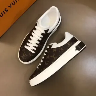 Louis Vuitton LV Trainer marrón y blanco monograma canvas suela de plataforma zapatillas lifestyle