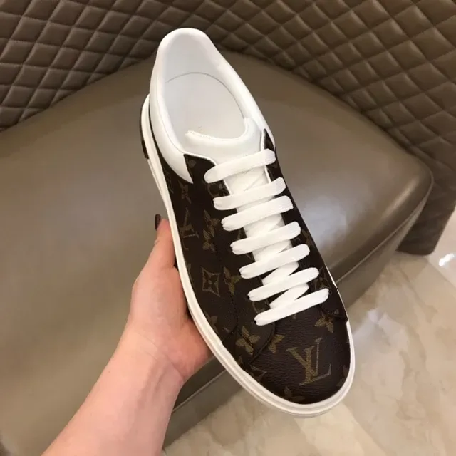 Louis Vuitton LV Trainer Brown White Monogram Canvas Platform Sole Lifestyle Sneakers 4