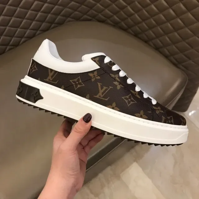 Louis Vuitton LV Trainer Brown White Monogram Canvas Platform Sole Lifestyle Sneakers 5
