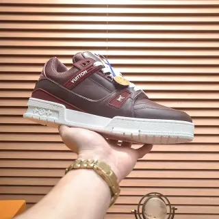 Louis Vuitton LV Trainer Burgundy White Leather Upper Chunky Midsole Lifestyle Sneakers