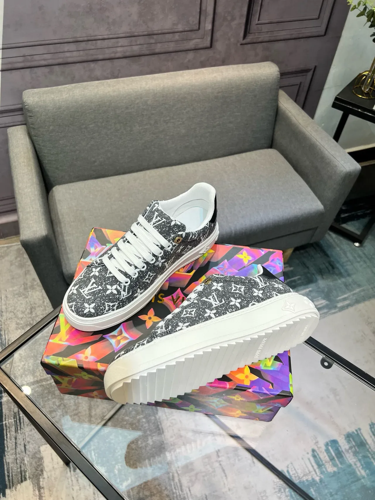 Louis Vuitton LV Trainer Gray White Monogram Canvas Low-Top Lifestyle Sneakers 3