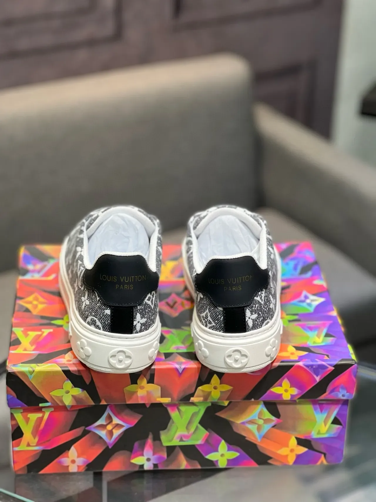 Louis Vuitton LV Trainer Gray White Monogram Canvas Low-Top Lifestyle Sneakers 7