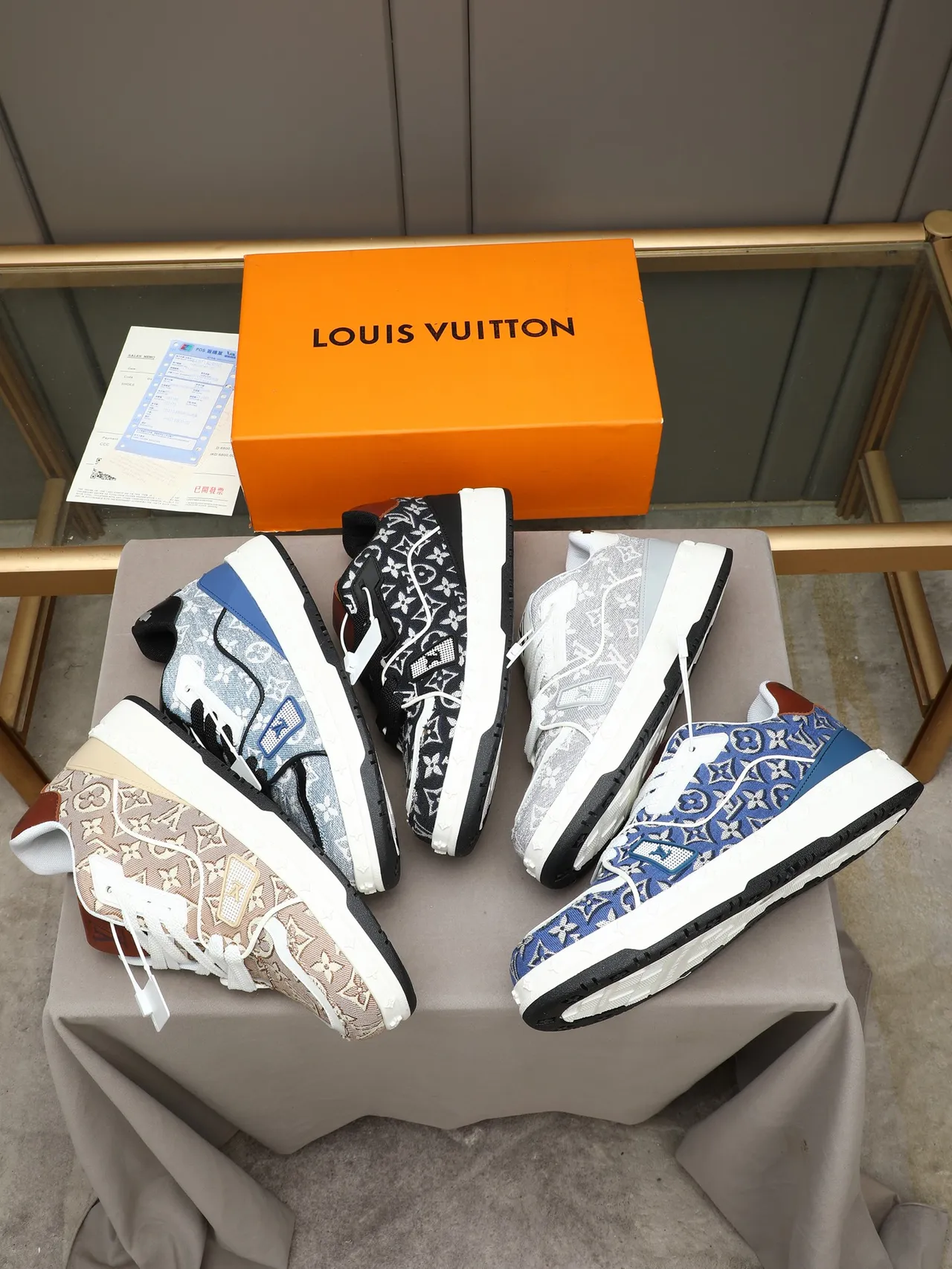 Louis Vuitton LV Trainer Gray White Monogrammed Canvas Upper Chunky Platform Sole Lifestyle Sneakers 2