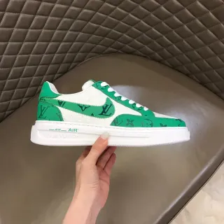 Louis Vuitton LV Trainer Green White Monogram-Print Textile Platform Sole Lifestyle Sneakers