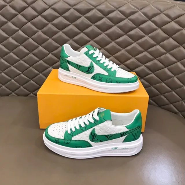 Louis Vuitton LV Trainer Green White Monogram-Print Textile Platform Sole Lifestyle Sneakers 4