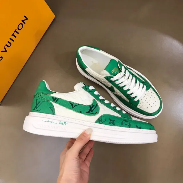 Louis Vuitton LV Trainer Green White Monogram-Print Textile Platform Sole Lifestyle Sneakers 5
