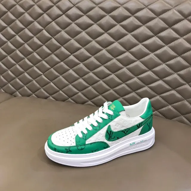 Louis Vuitton LV Trainer Green White Monogram-Print Textile Platform Sole Lifestyle Sneakers 6