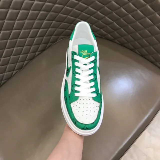 Louis Vuitton LV Trainer Green White Monogram-Print Textile Platform Sole Lifestyle Sneakers 7