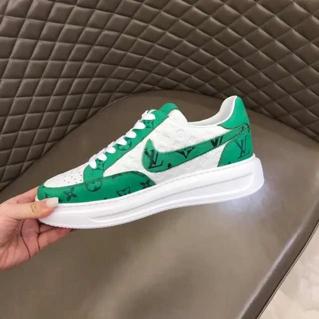 Louis Vuitton LV Trainer Green White Monogram-Print Textile Platform Sole Lifestyle Sneakers 8