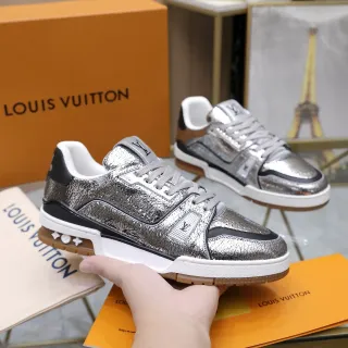 Louis Vuitton LV Trainer Metallic Silver Black Lifestyle Sneakers