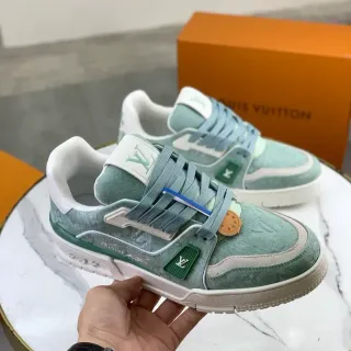 Louis Vuitton LV Trainer মিন্ট গ্রিন টেক্সচার্ড মোনোগ্রাম লাইফস্টাইল স্নিকার্স