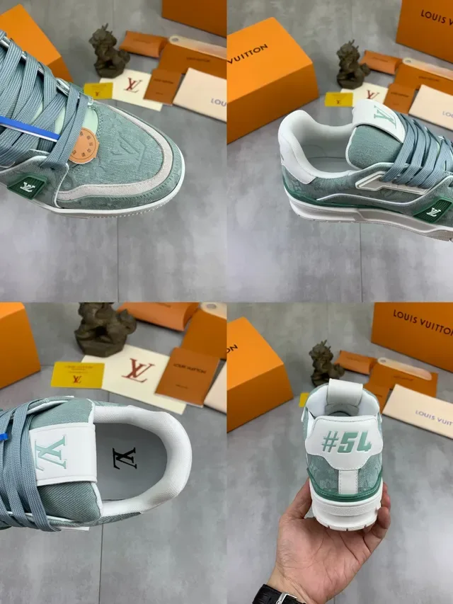Louis Vuitton LV Trainer Mint Green Textured Monogram Lifestyle Sneakers 2