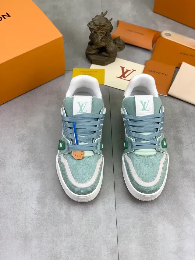 Louis Vuitton LV Trainer Mint Green Textured Monogram Lifestyle Sneakers 4