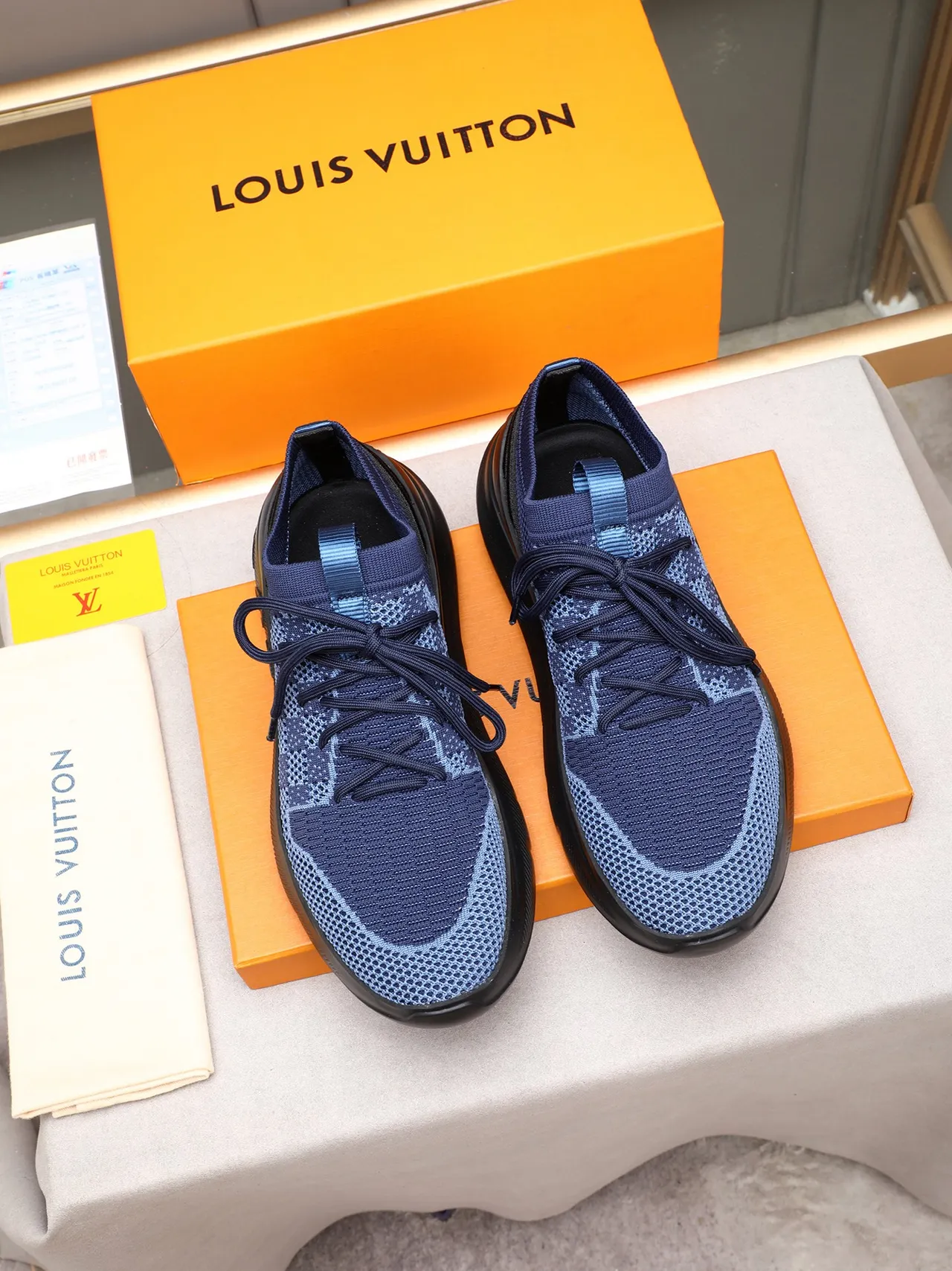 Louis Vuitton LV Trainer Navy Blue Knit Lifestyle Sneakers 2