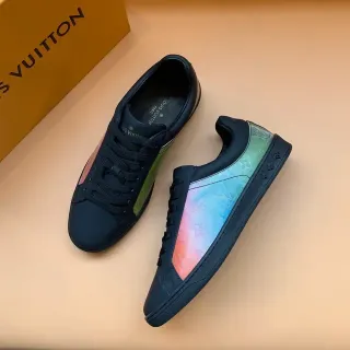 Louis Vuitton LV Trainer azul marino multicolor low-top parte superior de cuero zapatillas lifestyle