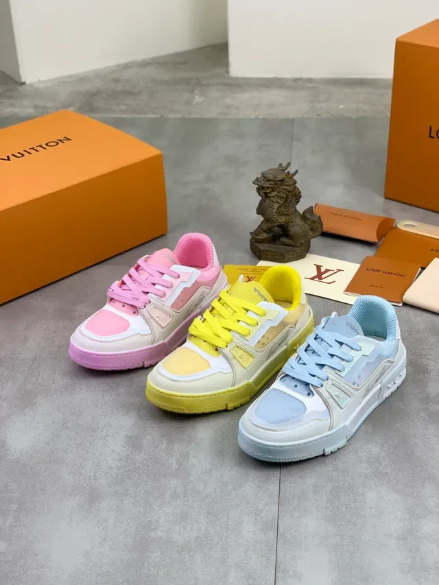 Louis Vuitton LV Trainer Pink White Chunky Low-Top Layered Mesh And Synthetic Overlays Lifestyle Sneakers 2
