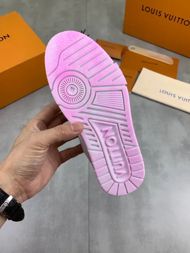 Louis Vuitton LV Trainer Pink White Chunky Low-Top Layered Mesh And Synthetic Overlays Lifestyle Sneakers 4