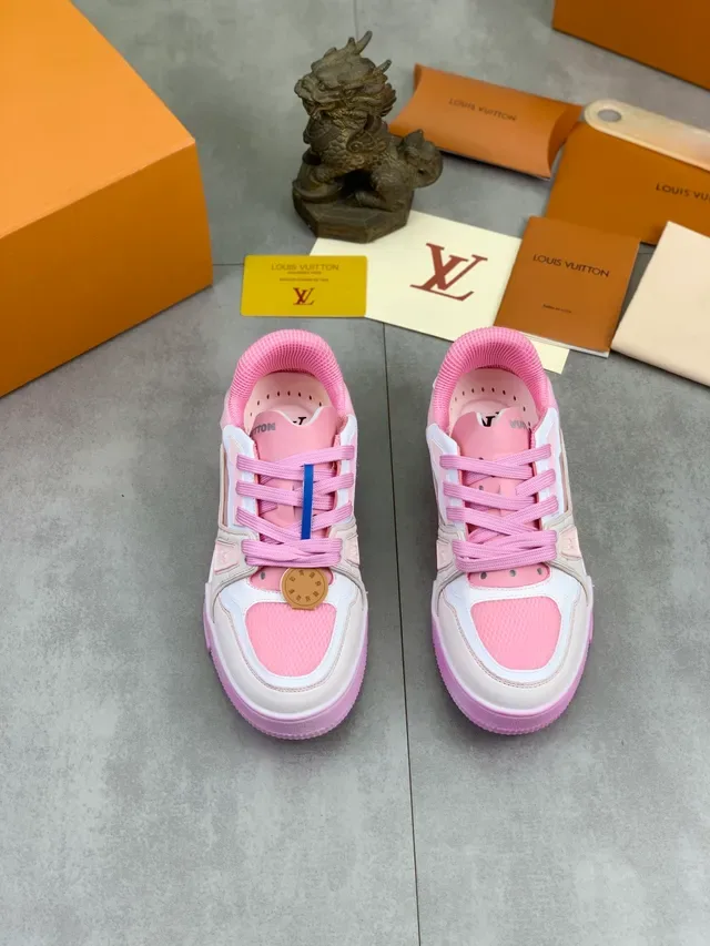 Louis Vuitton LV Trainer Pink White Chunky Low-Top Layered Mesh And Synthetic Overlays Lifestyle Sneakers 5