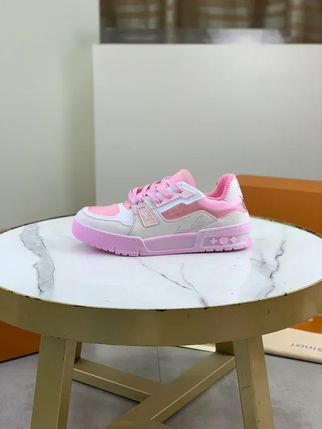 Louis Vuitton LV Trainer Pink White Chunky Low-Top Layered Mesh And Synthetic Overlays Lifestyle Sneakers 6