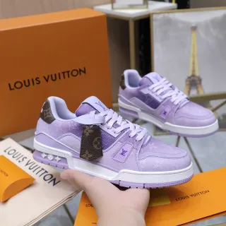 Louis Vuitton LV Trainer Purple Brown Layered Leather And Monogram Canvas Lifestyle Sneakers