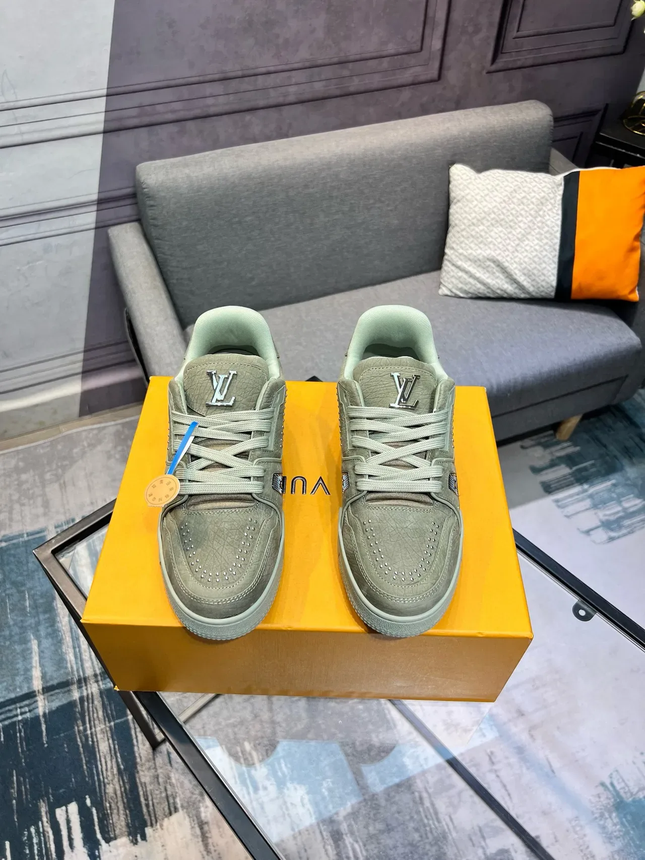 Louis Vuitton LV Trainer Sage Green Lifestyle Sneakers 2