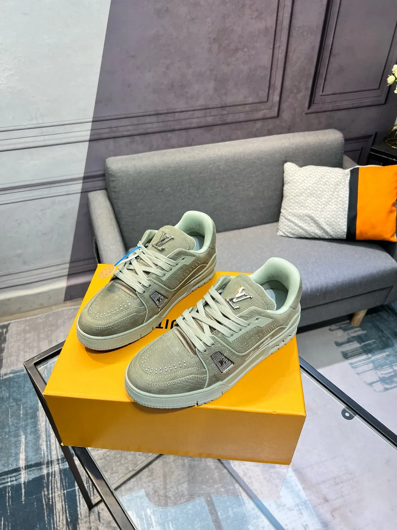 Louis Vuitton LV Trainer Sage Green Lifestyle Sneakers 3