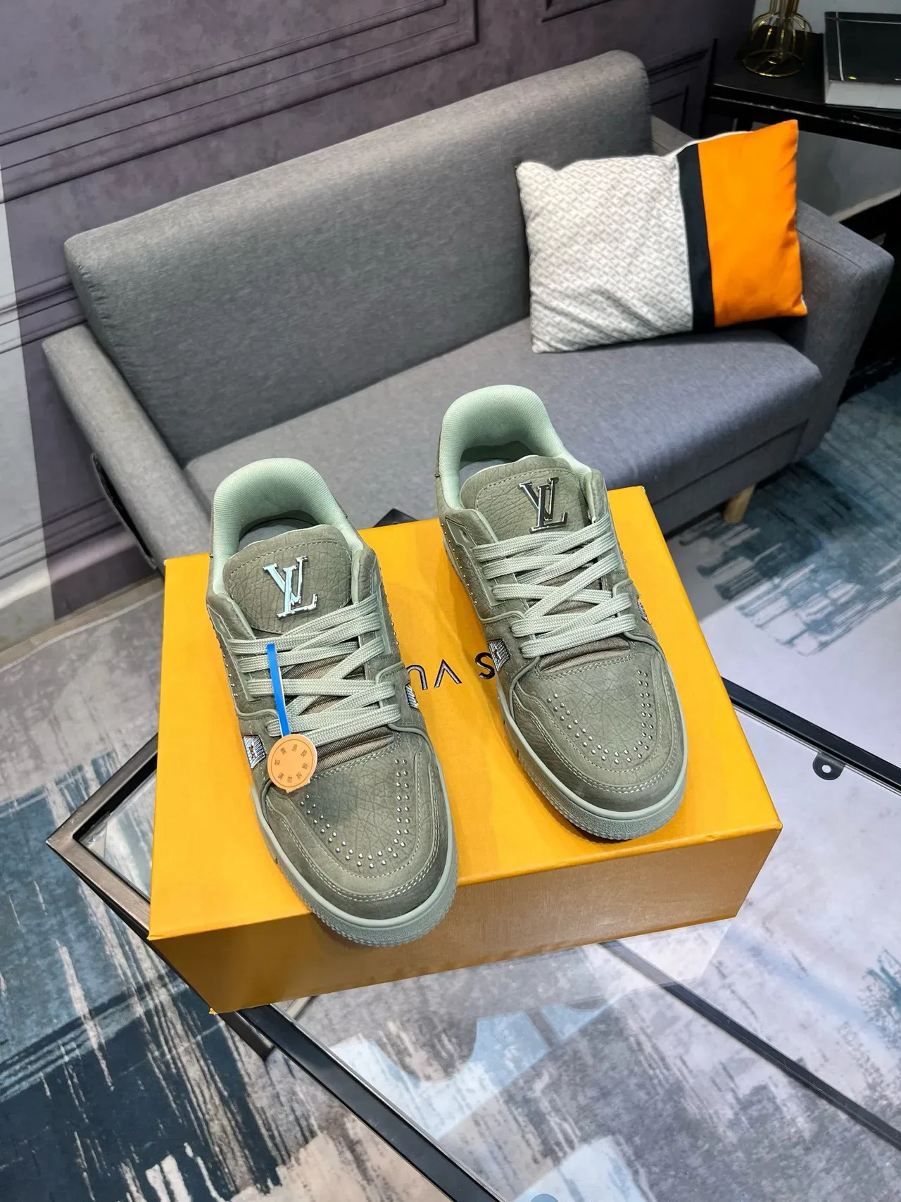 Louis Vuitton LV Trainer Sage Green Lifestyle Sneakers 5