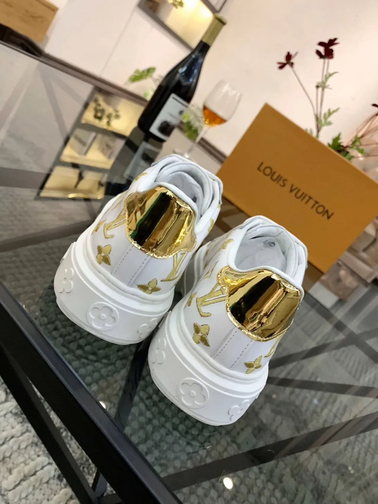 Louis Vuitton LV Trainer White and Gold Monogram Lifestyle Sneakers 3