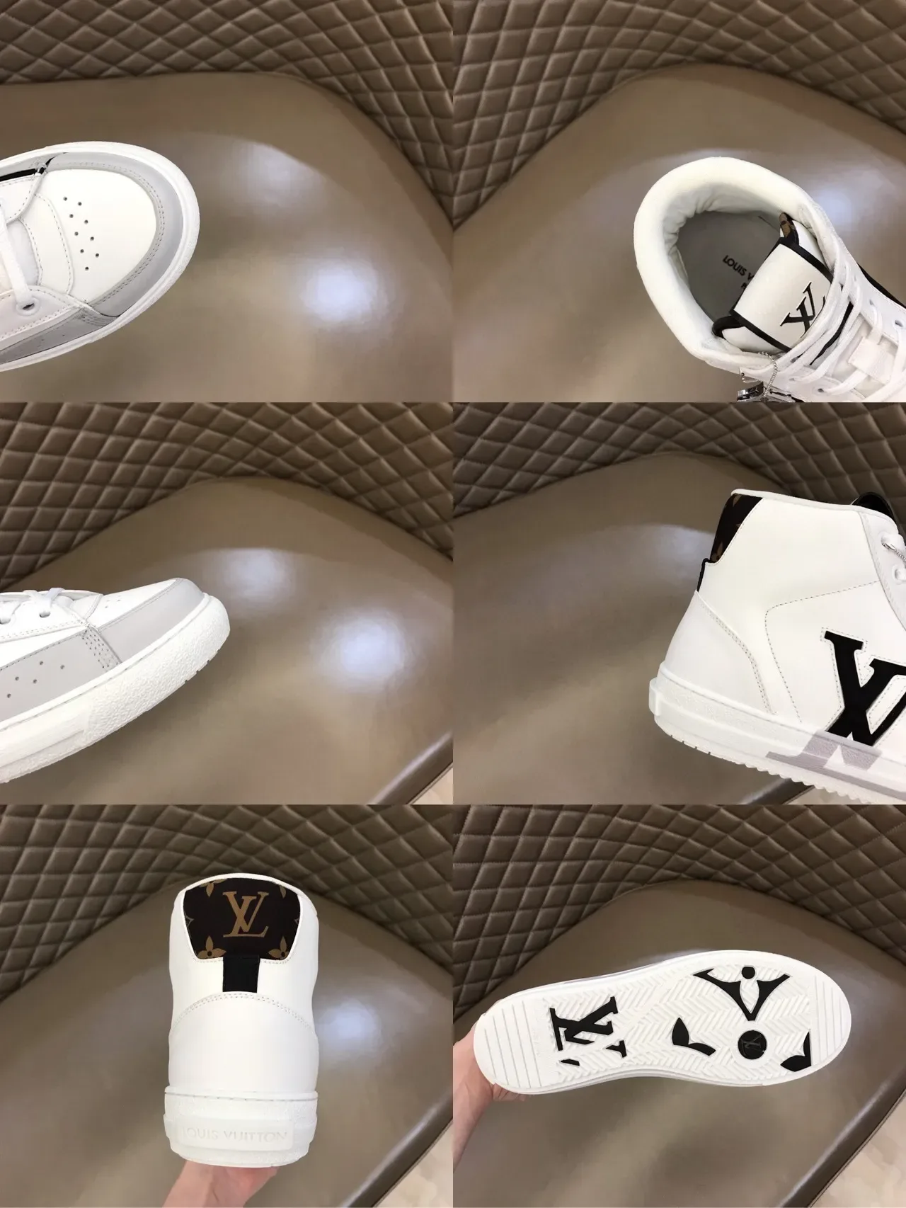 Louis Vuitton LV Trainer Chaussures Lifestyle Cuir Blancs Noirs Hautes 3