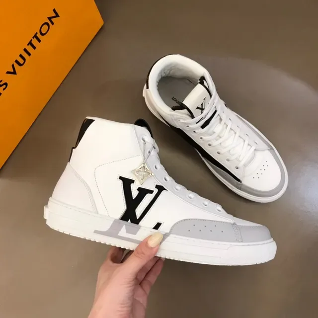 Louis Vuitton LV Trainer Chaussures Lifestyle Cuir Blancs Noirs Hautes 6
