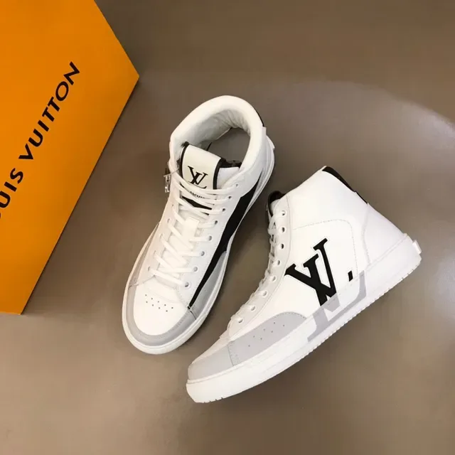 Louis Vuitton LV Trainer Chaussures Lifestyle Cuir Blancs Noirs Hautes 8