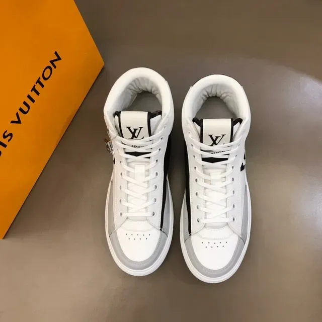 Louis Vuitton LV Trainer Chaussures Lifestyle Cuir Blancs Noirs Hautes 9