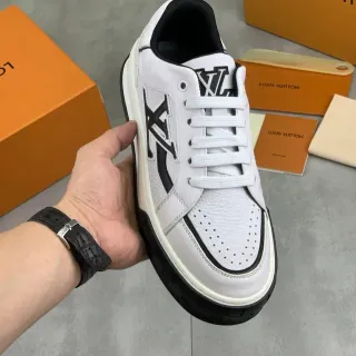 لويس فيتون LV Trainer أبيض أسود جلد Monogram Logo حذاء تشونكي