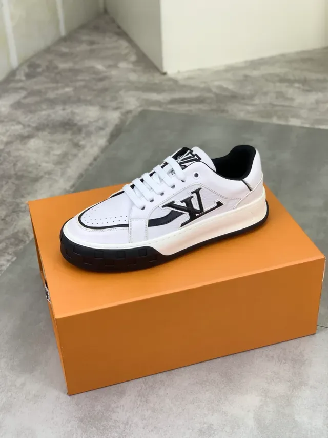 Louis Vuitton LV Trainer White Black Leather Monogram Logo Chunky Sneakers 4