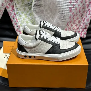 Louis Vuitton LV Trainer সাদা কালো পারফোরেটেড চামড়া রঙ-ব্লকড লাইফস্টাইল স্নিকার