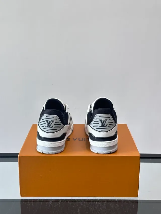 Louis Vuitton LV Trainer White Black Structured Leather Upper Diagonal Branded Strap Lifestyle Sneakers 3