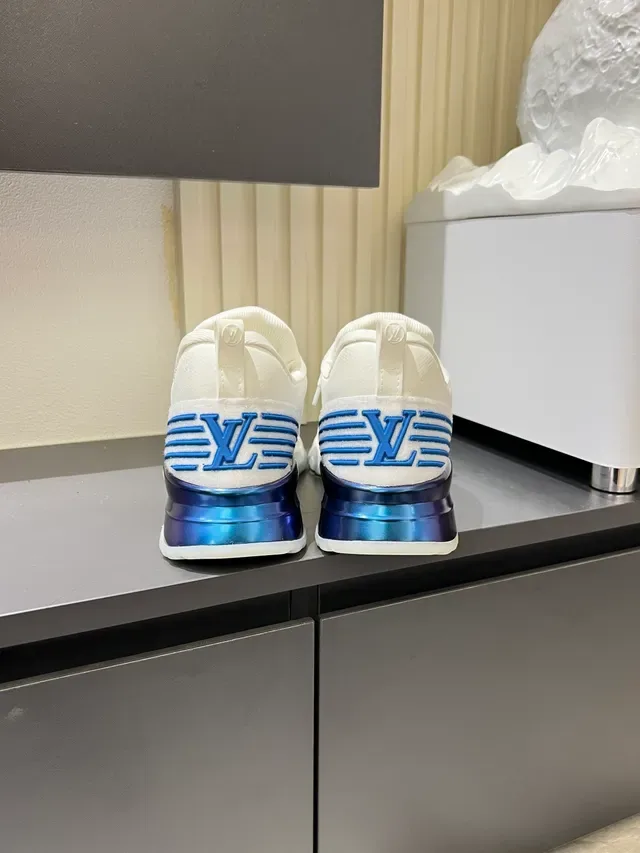 Louis Vuitton LV Trainer White Blue Knit Upper Monogram Hardware Lifestyle Sneakers 2