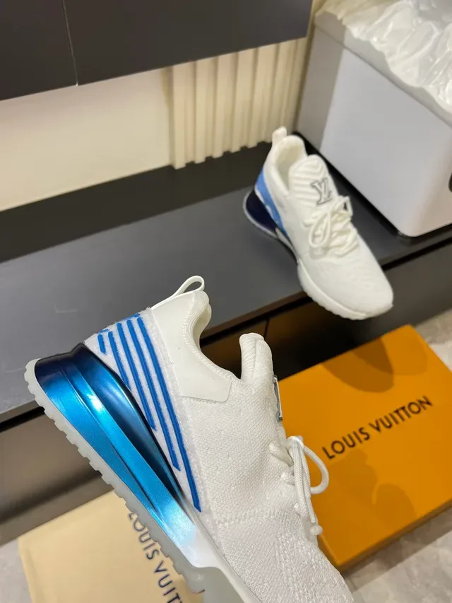 Louis Vuitton LV Trainer White Blue Knit Upper Monogram Hardware Lifestyle Sneakers 3
